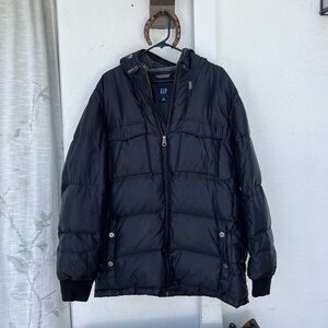 Men's Vintage Winter GAP Goose Down Puffer Jacket Hoody (Large)